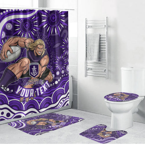 Personalized Fremantle Dockers Rugby Bathroom Set Aboriginal Dot Art - Dreamtime Football Mascot