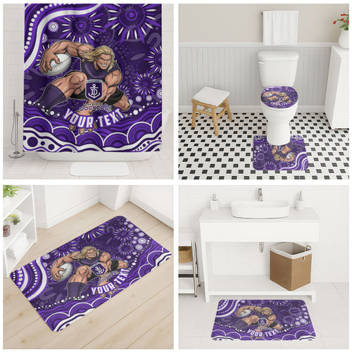 Personalized Fremantle Dockers Rugby Bathroom Set Aboriginal Dot Art - Dreamtime Football Mascot