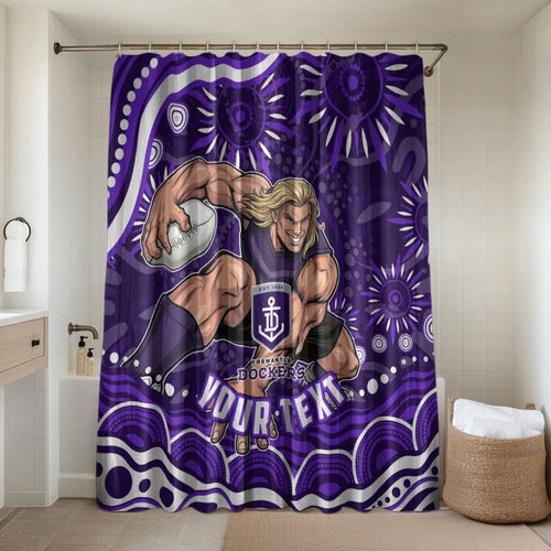 Personalized Fremantle Dockers Rugby Bathroom Set Aboriginal Dot Art - Dreamtime Football Mascot