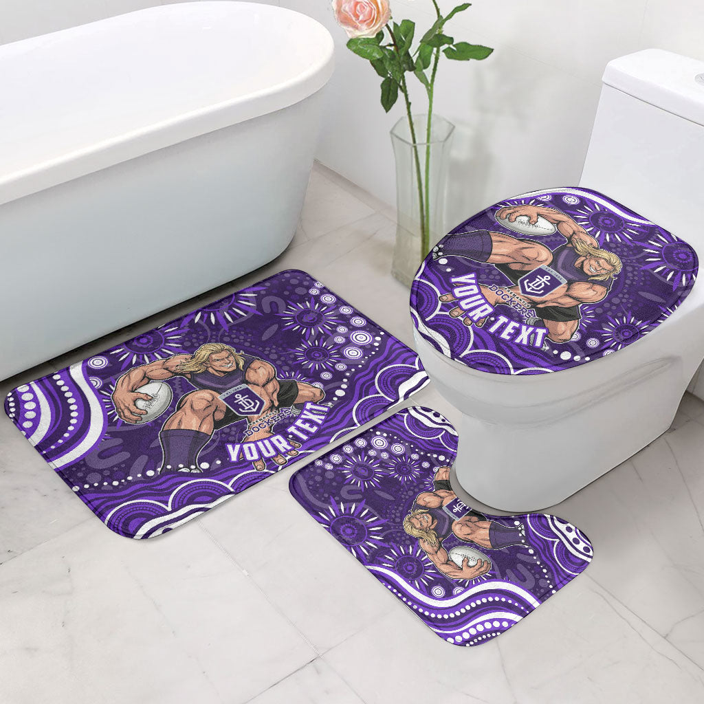 Personalized Fremantle Dockers Rugby Bathroom Set Aboriginal Dot Art - Dreamtime Football Mascot