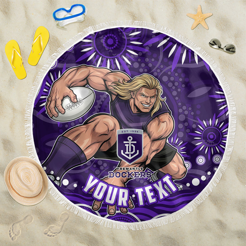 Personalized Fremantle Dockers Rugby Beach Blanket Aboriginal Dot Art - Dreamtime Football Mascot