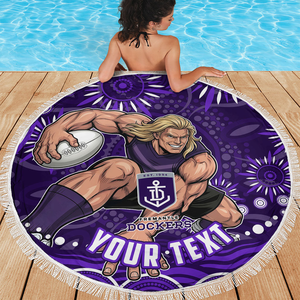 Personalized Fremantle Dockers Rugby Beach Blanket Aboriginal Dot Art - Dreamtime Football Mascot