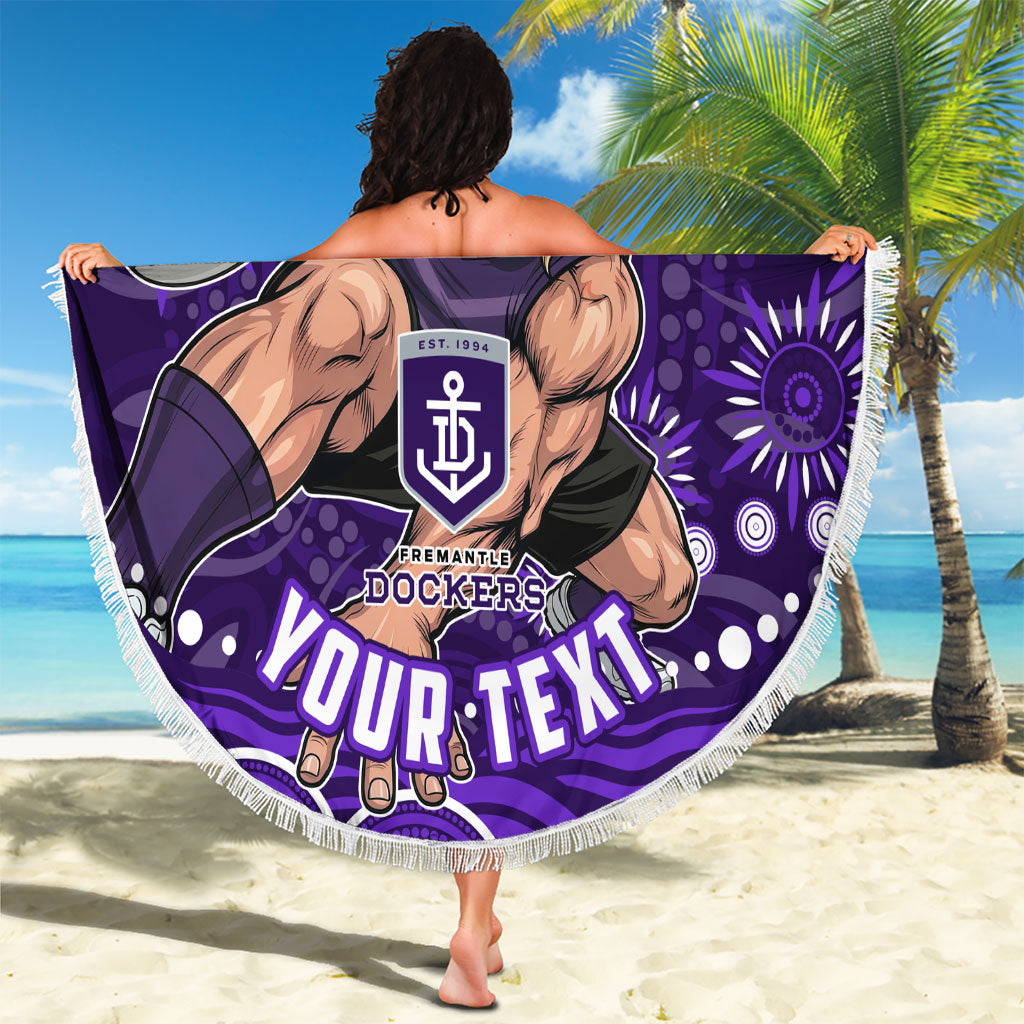 Personalized Fremantle Dockers Rugby Beach Blanket Aboriginal Dot Art - Dreamtime Football Mascot