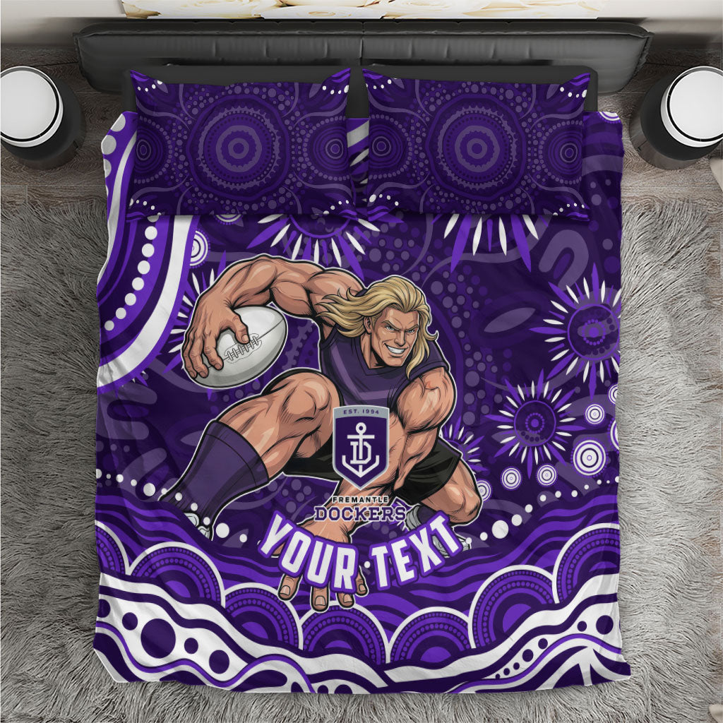 Personalized Fremantle Dockers Rugby Bedding Set Aboriginal Dot Art - Dreamtime Football Mascot