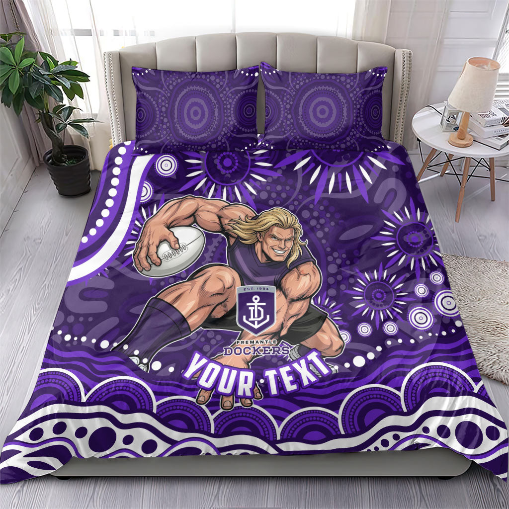 Personalized Fremantle Dockers Rugby Bedding Set Aboriginal Dot Art - Dreamtime Football Mascot