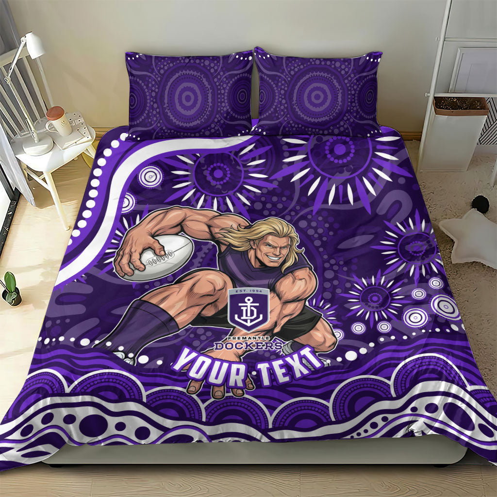 Personalized Fremantle Dockers Rugby Bedding Set Aboriginal Dot Art - Dreamtime Football Mascot
