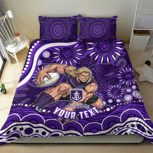 Personalized Fremantle Dockers Rugby Bedding Set Aboriginal Dot Art - Dreamtime Football Mascot