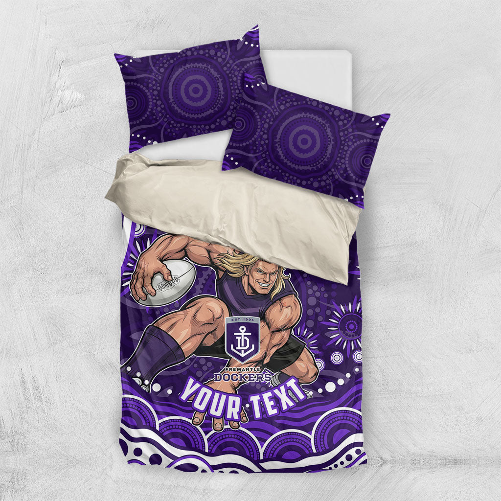 Personalized Fremantle Dockers Rugby Bedding Set Aboriginal Dot Art - Dreamtime Football Mascot