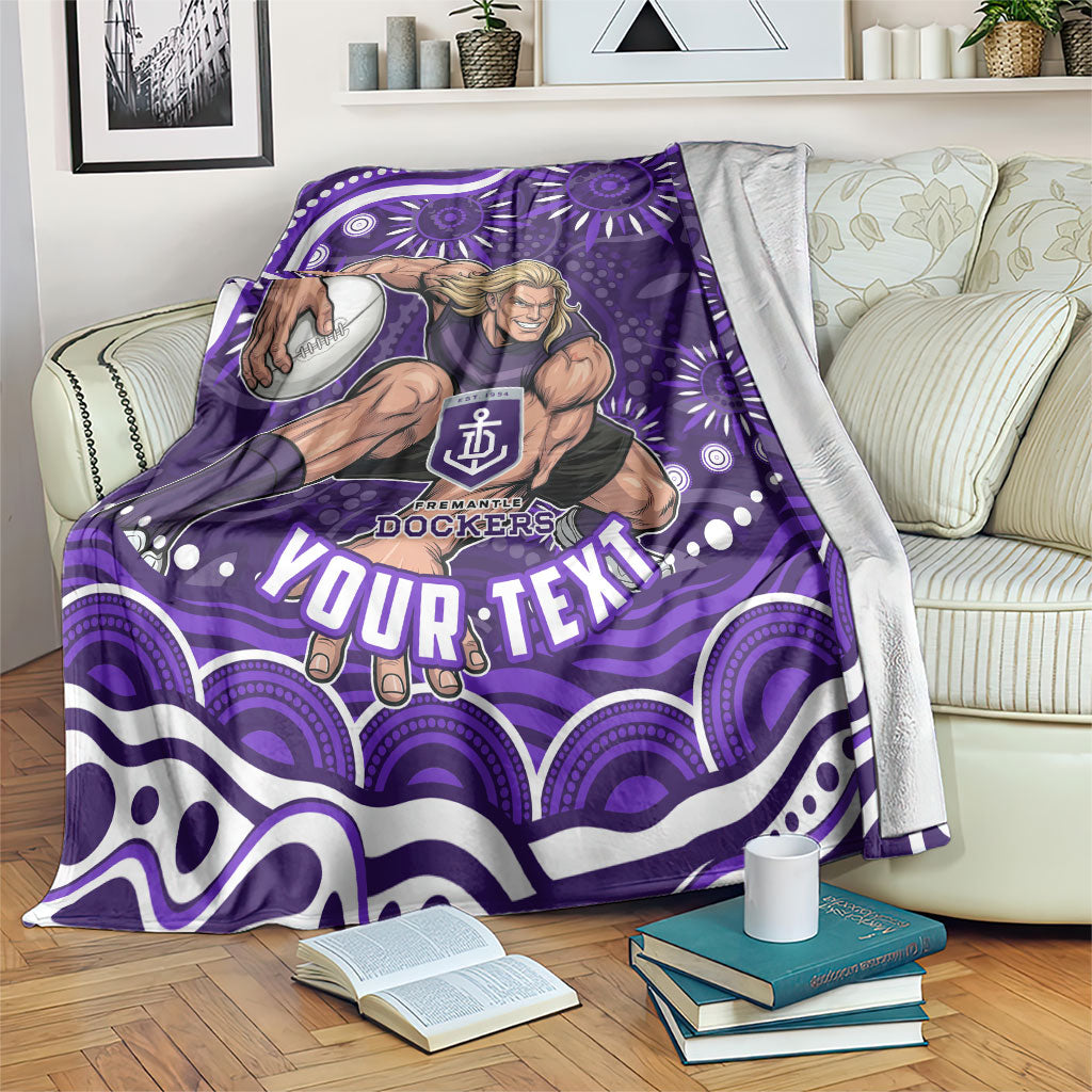 Personalized Fremantle Dockers Rugby Blanket Aboriginal Dot Art - Dreamtime Football Mascot
