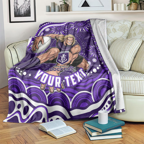Personalized Fremantle Dockers Rugby Blanket Aboriginal Dot Art - Dreamtime Football Mascot