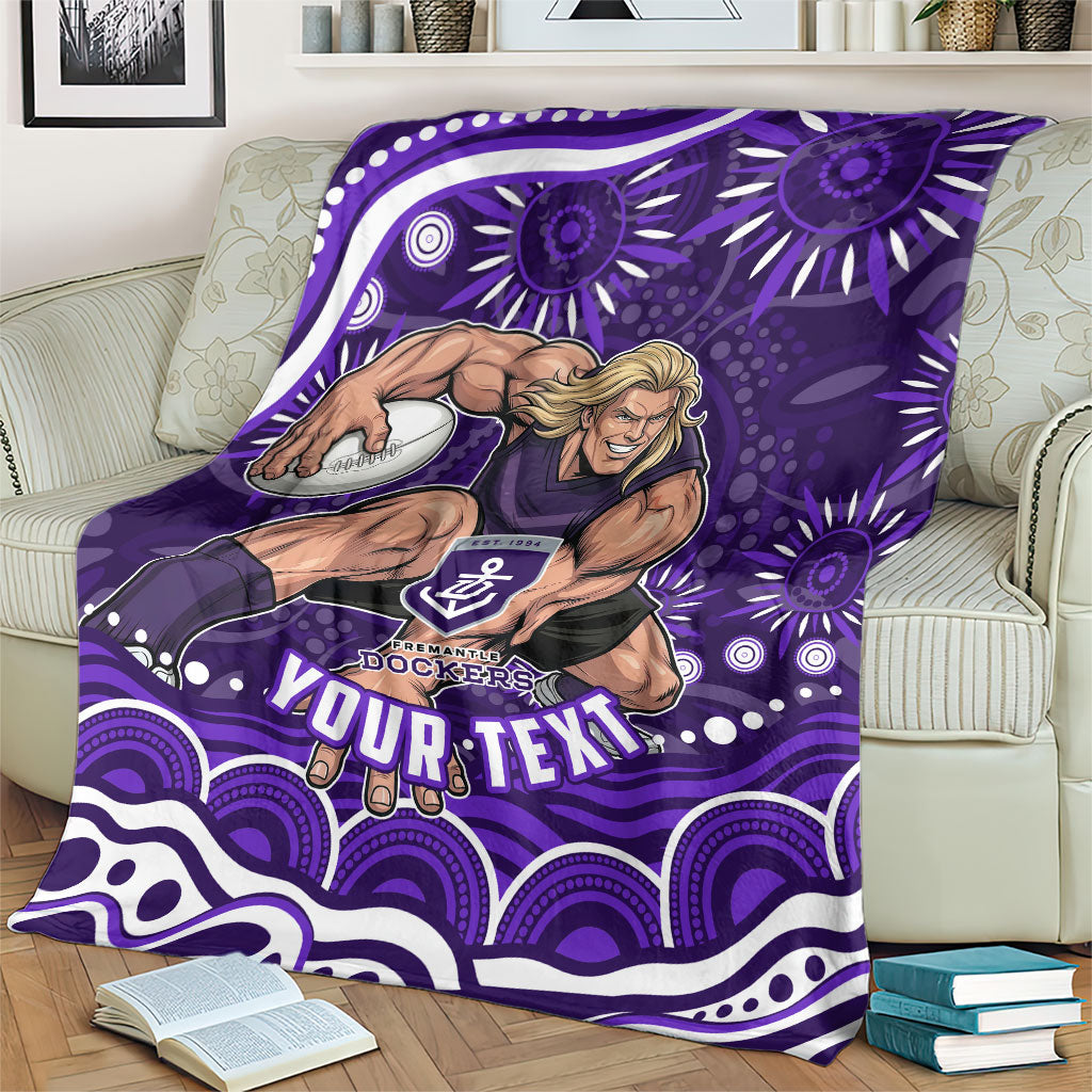 Personalized Fremantle Dockers Rugby Blanket Aboriginal Dot Art - Dreamtime Football Mascot