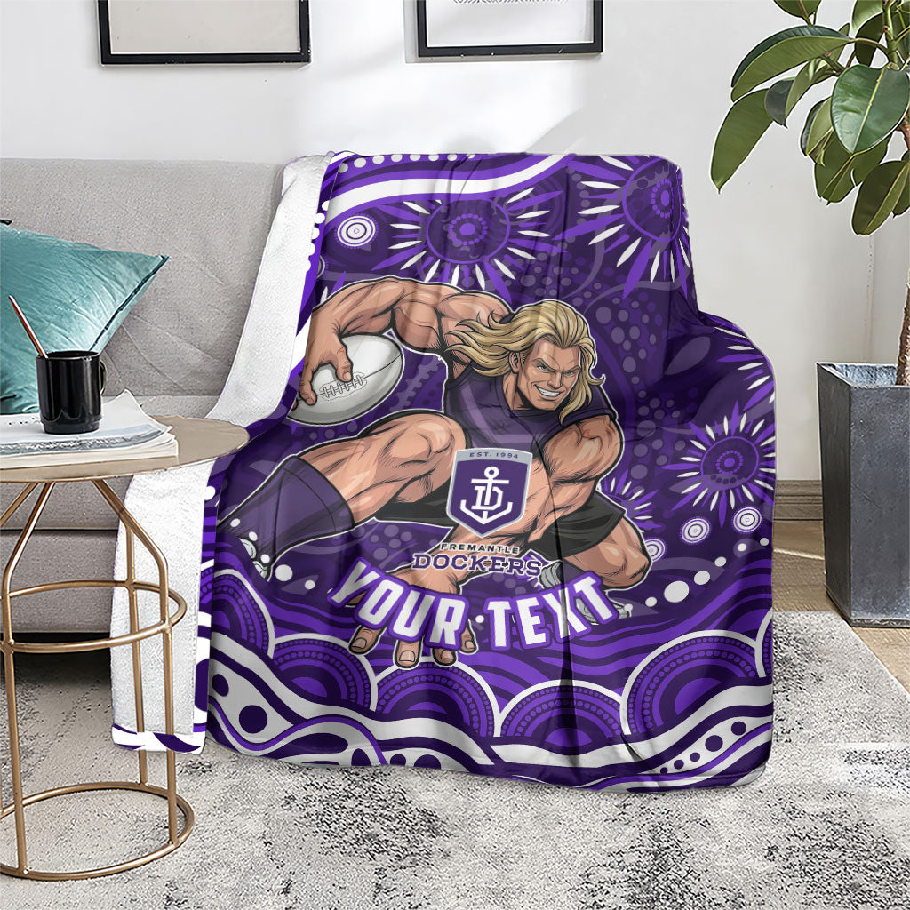 Personalized Fremantle Dockers Rugby Blanket Aboriginal Dot Art - Dreamtime Football Mascot