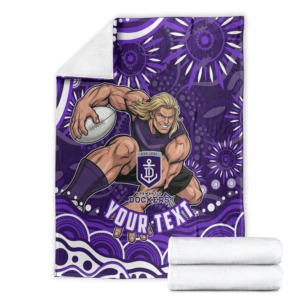 Personalized Fremantle Dockers Rugby Blanket Aboriginal Dot Art - Dreamtime Football Mascot