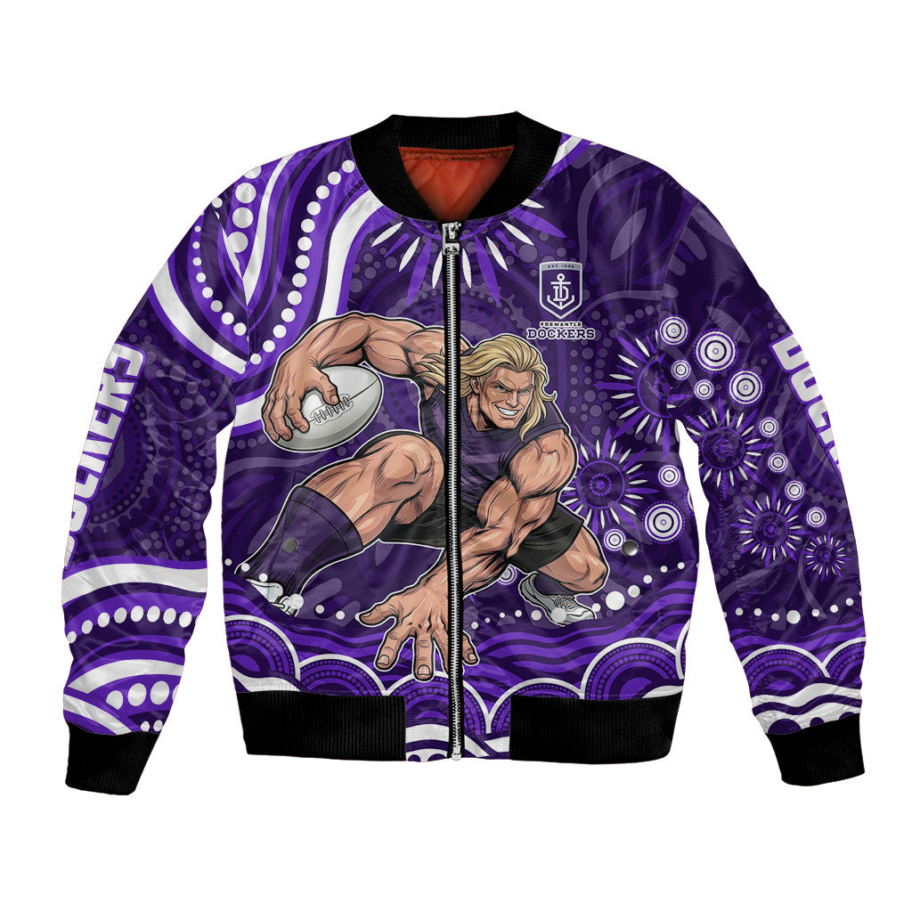 Personalized Fremantle Dockers Rugby Bomber Jacket Aboriginal Dot Art - Dreamtime Football Mascot