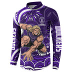 Personalized Fremantle Dockers Rugby Button Sweatshirt Aboriginal Dot Art - Dreamtime Football Mascot