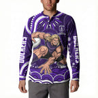 Personalized Fremantle Dockers Rugby Button Sweatshirt Aboriginal Dot Art - Dreamtime Football Mascot