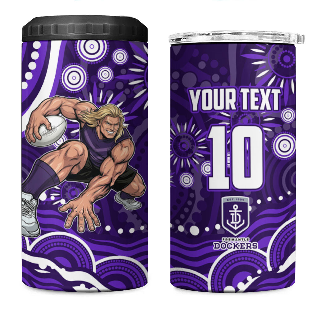 Personalized Fremantle Dockers Rugby 4 in 1 Can Cooler Tumbler Aboriginal Dot Art - Dreamtime Football Mascot