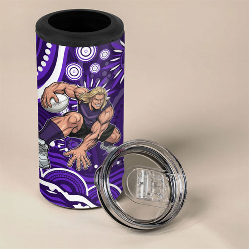 Personalized Fremantle Dockers Rugby 4 in 1 Can Cooler Tumbler Aboriginal Dot Art - Dreamtime Football Mascot