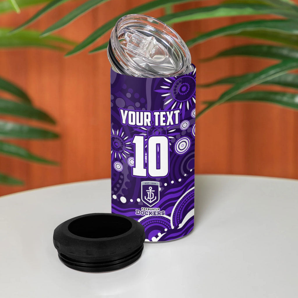 Personalized Fremantle Dockers Rugby 4 in 1 Can Cooler Tumbler Aboriginal Dot Art - Dreamtime Football Mascot