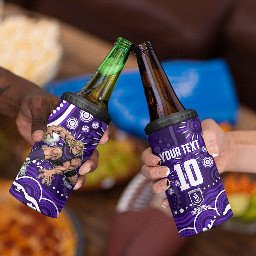 Personalized Fremantle Dockers Rugby 4 in 1 Can Cooler Tumbler Aboriginal Dot Art - Dreamtime Football Mascot