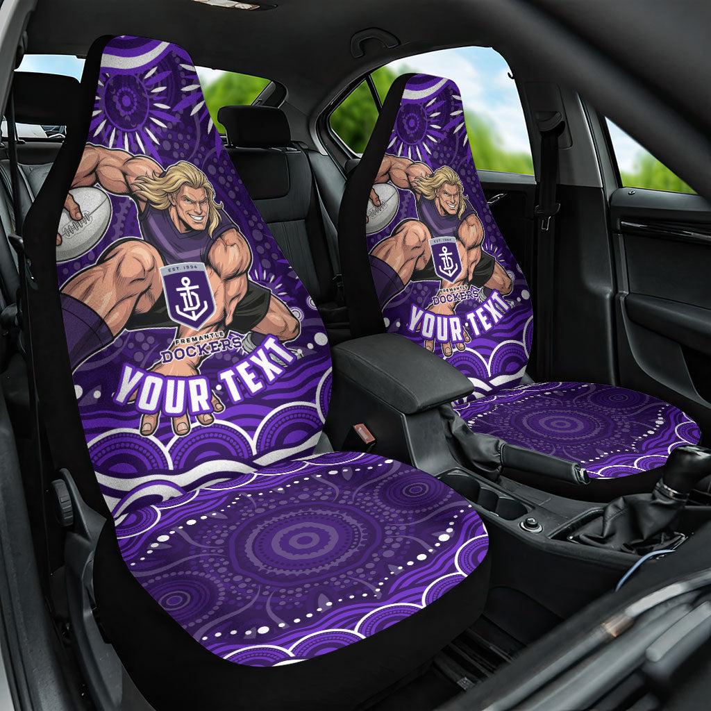 Personalized Fremantle Dockers Rugby Car Seat Cover Aboriginal Dot Art - Dreamtime Football Mascot