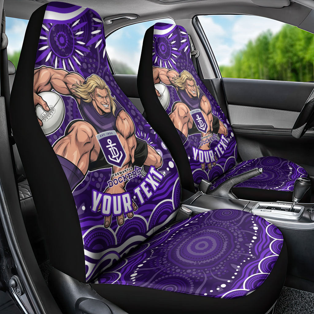 Personalized Fremantle Dockers Rugby Car Seat Cover Aboriginal Dot Art - Dreamtime Football Mascot