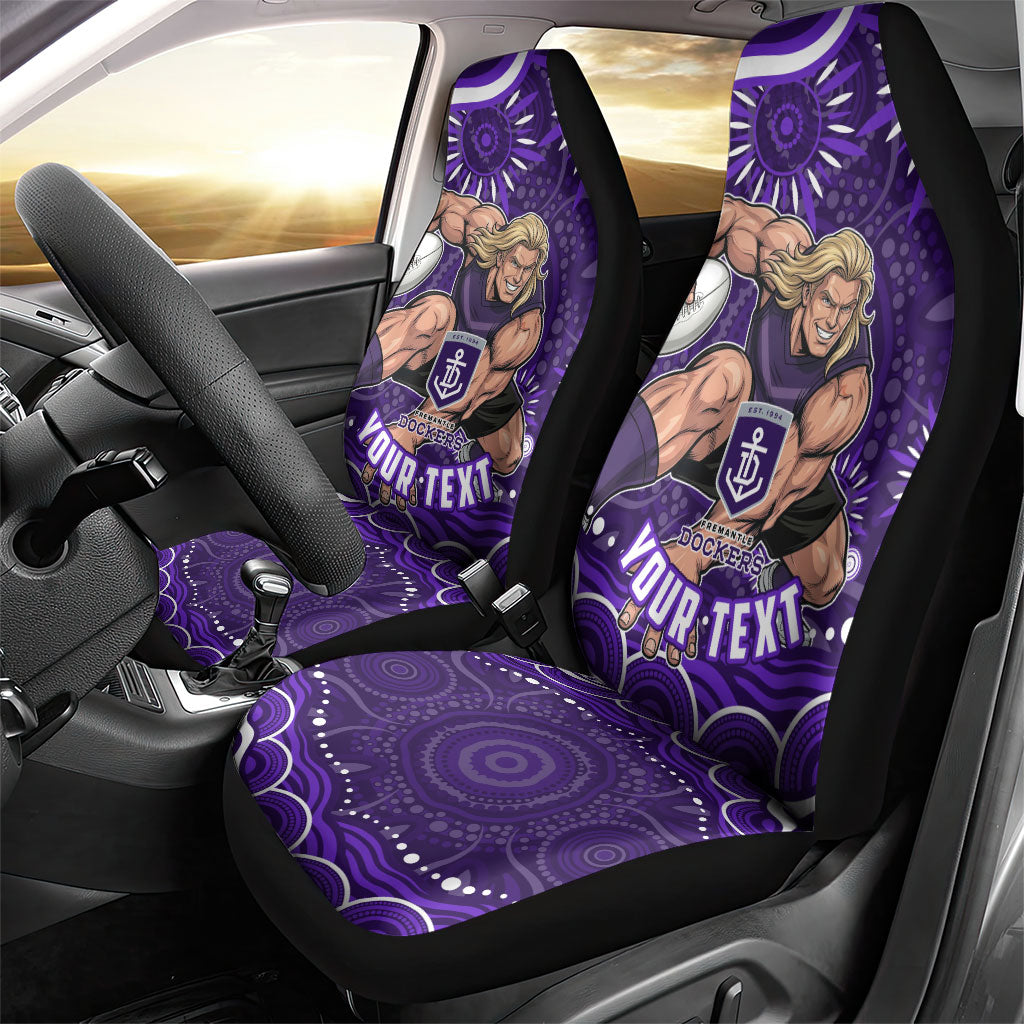 Personalized Fremantle Dockers Rugby Car Seat Cover Aboriginal Dot Art - Dreamtime Football Mascot