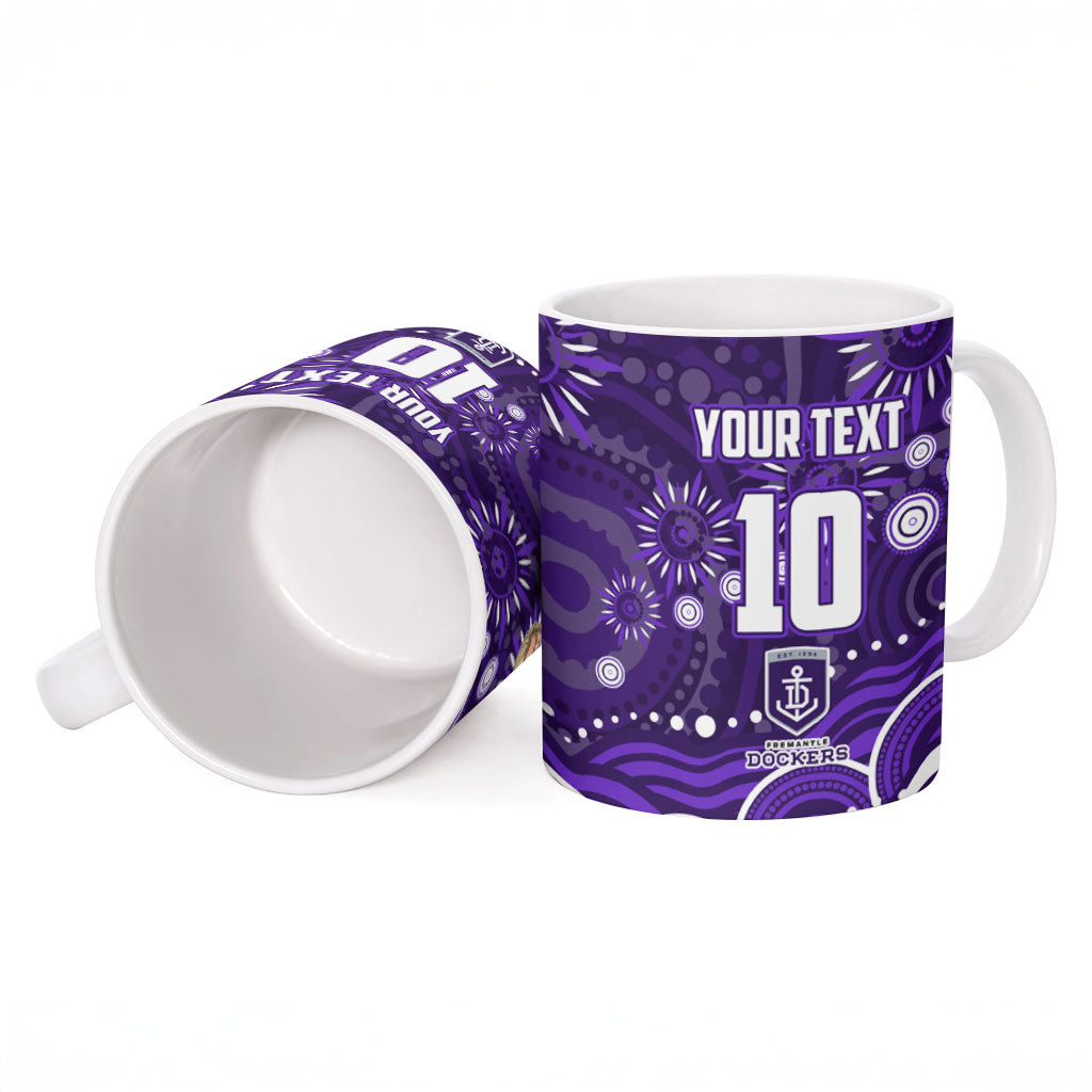 Personalized Fremantle Dockers Rugby Ceramic Mug Aboriginal Dot Art - Dreamtime Football Mascot