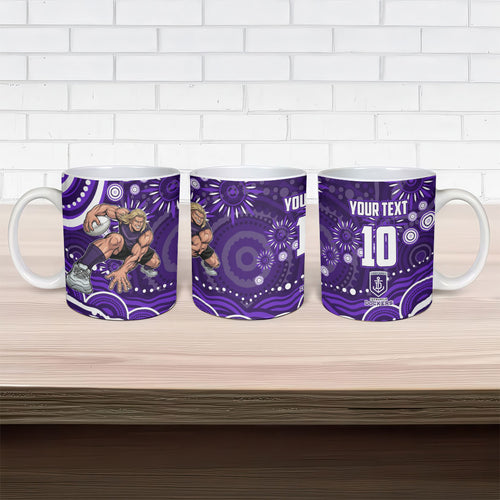 Personalized Fremantle Dockers Rugby Ceramic Mug Aboriginal Dot Art - Dreamtime Football Mascot