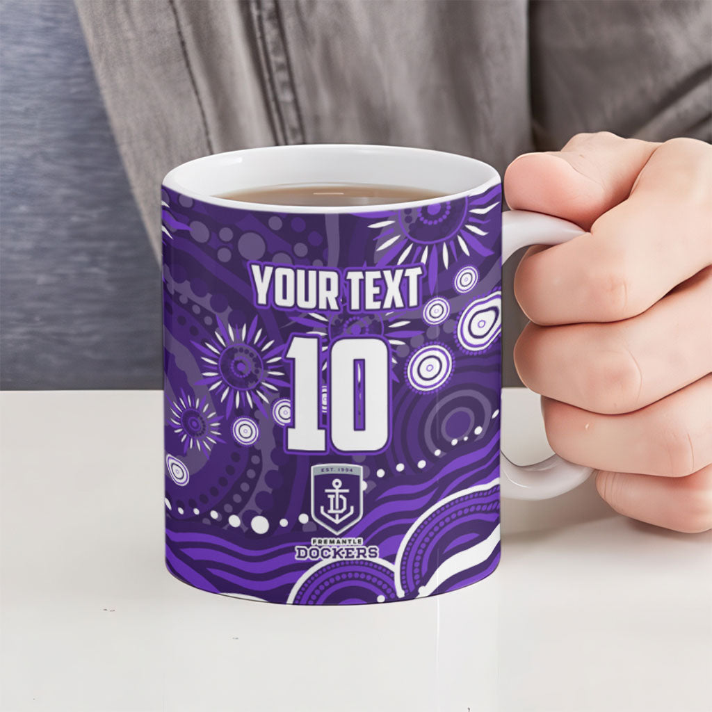 Personalized Fremantle Dockers Rugby Ceramic Mug Aboriginal Dot Art - Dreamtime Football Mascot