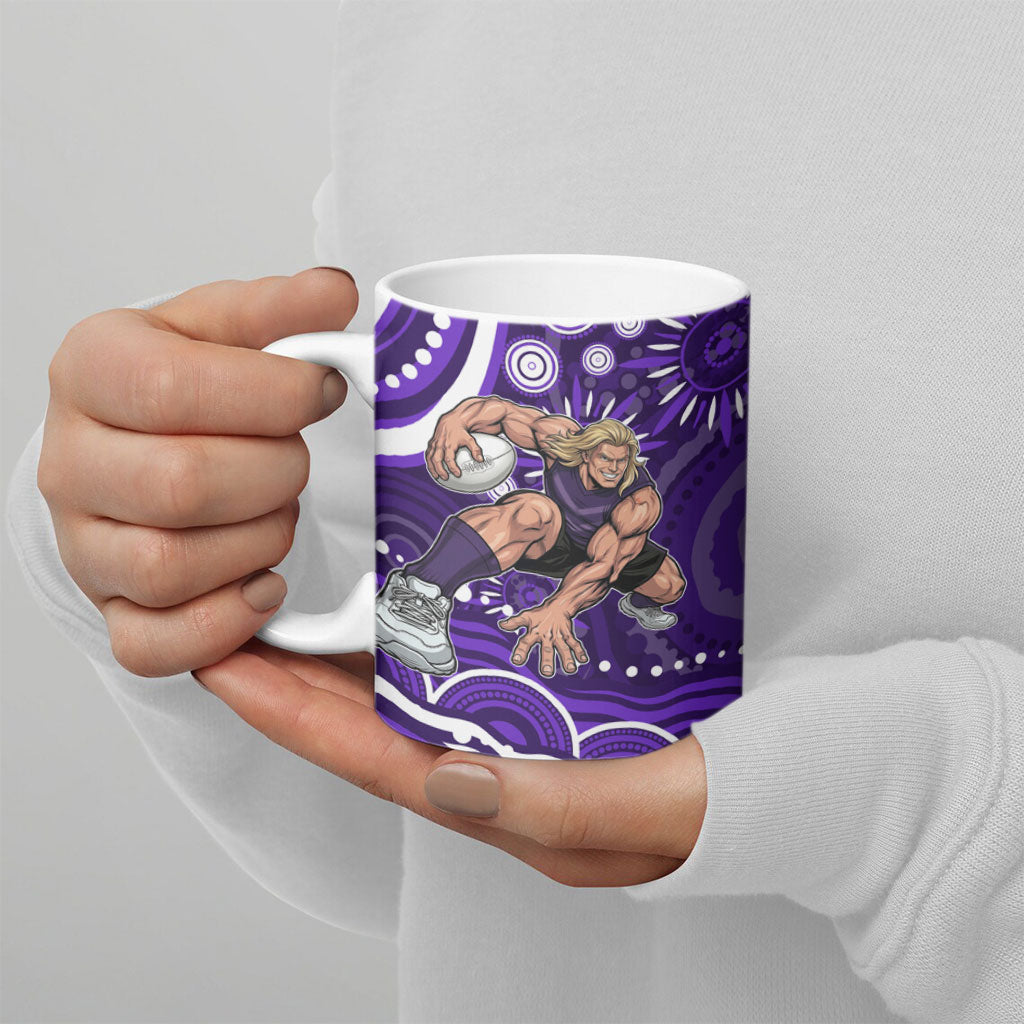 Personalized Fremantle Dockers Rugby Ceramic Mug Aboriginal Dot Art - Dreamtime Football Mascot