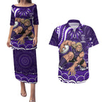 Personalized Fremantle Dockers Rugby Couples Matching Puletasi and Hawaiian Shirt Aboriginal Dot Art - Dreamtime Football Mascot