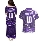 Personalized Fremantle Dockers Rugby Couples Matching Puletasi and Hawaiian Shirt Aboriginal Dot Art - Dreamtime Football Mascot