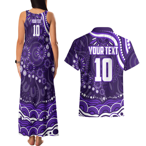 Personalized Fremantle Dockers Rugby Couples Matching Tank Maxi Dress and Hawaiian Shirt Aboriginal Dot Art - Dreamtime Football Mascot