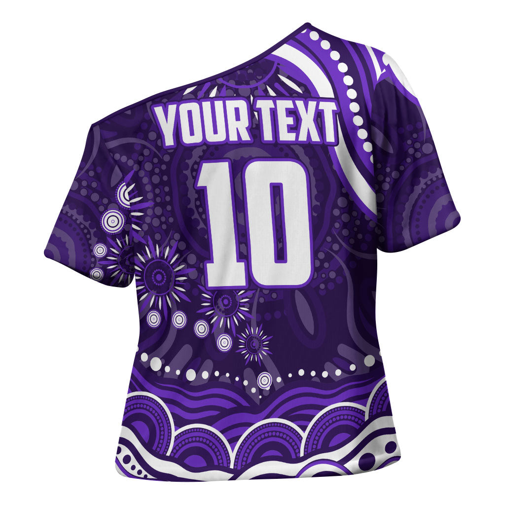 Personalized Fremantle Dockers Rugby Cross Shoulder Shirt Aboriginal Dot Art - Dreamtime Football Mascot
