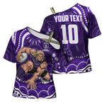 Personalized Fremantle Dockers Rugby Cross Shoulder Shirt Aboriginal Dot Art - Dreamtime Football Mascot