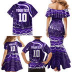Personalized Fremantle Dockers Rugby Family Matching Mermaid Dress and Hawaiian Shirt Aboriginal Dot Art - Dreamtime Football Mascot