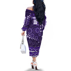 Personalized Fremantle Dockers Rugby Family Matching Off The Shoulder Long Sleeve Dress and Hawaiian Shirt Aboriginal Dot Art - Dreamtime Football Mascot