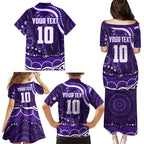 Personalized Fremantle Dockers Rugby Family Matching Puletasi and Hawaiian Shirt Aboriginal Dot Art - Dreamtime Football Mascot