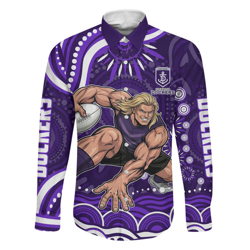 Personalized Fremantle Dockers Rugby Family Matching Puletasi and Hawaiian Shirt Aboriginal Dot Art - Dreamtime Football Mascot