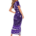 Personalized Fremantle Dockers Rugby Family Matching Short Sleeve Bodycon Dress and Hawaiian Shirt Aboriginal Dot Art - Dreamtime Football Mascot