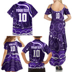 Personalized Fremantle Dockers Rugby Family Matching Summer Maxi Dress and Hawaiian Shirt Aboriginal Dot Art - Dreamtime Football Mascot
