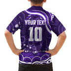 Personalized Fremantle Dockers Rugby Family Matching Tank Maxi Dress and Hawaiian Shirt Aboriginal Dot Art - Dreamtime Football Mascot