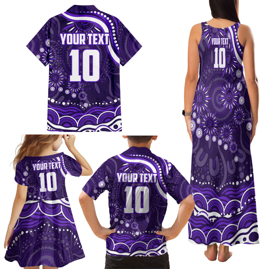 Personalized Fremantle Dockers Rugby Family Matching Tank Maxi Dress and Hawaiian Shirt Aboriginal Dot Art - Dreamtime Football Mascot