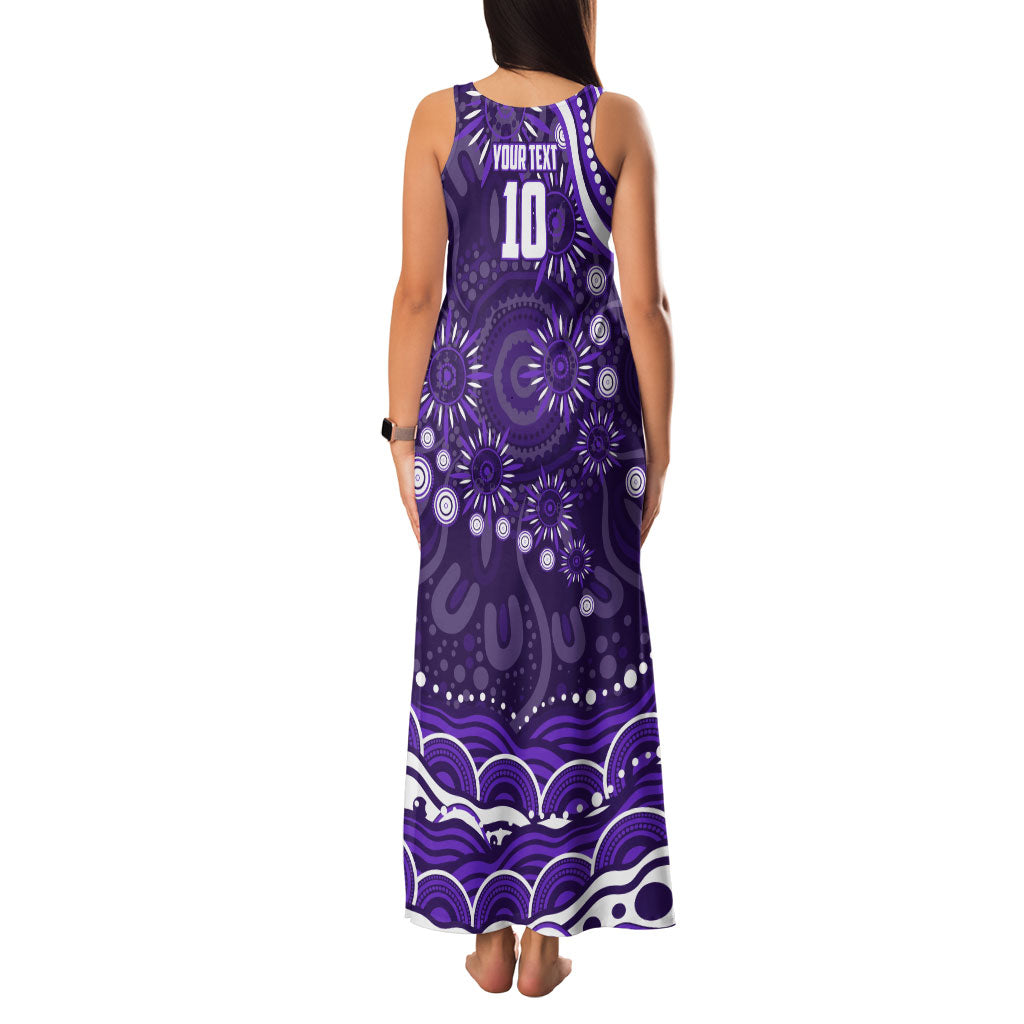 Personalized Fremantle Dockers Rugby Family Matching Tank Maxi Dress and Hawaiian Shirt Aboriginal Dot Art - Dreamtime Football Mascot