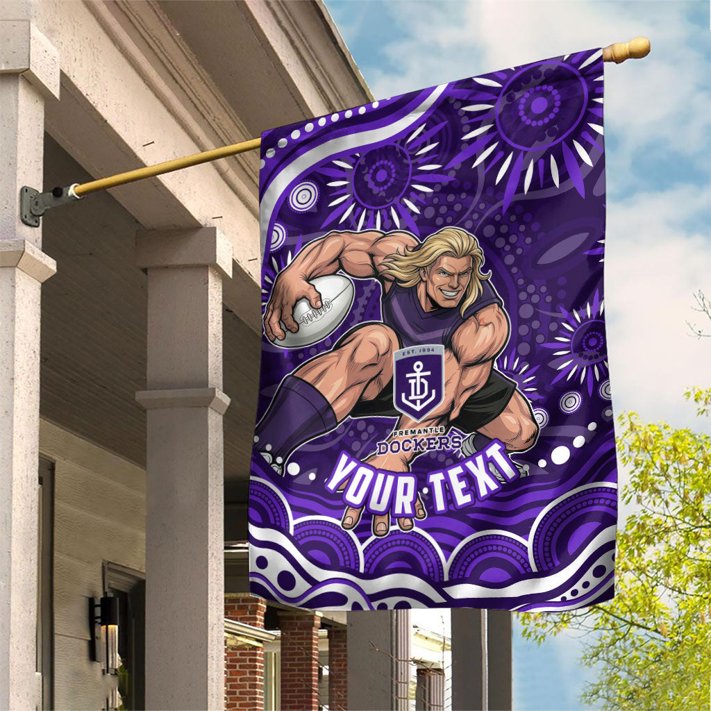 Personalized Fremantle Dockers Rugby Garden Flag Aboriginal Dot Art - Dreamtime Football Mascot