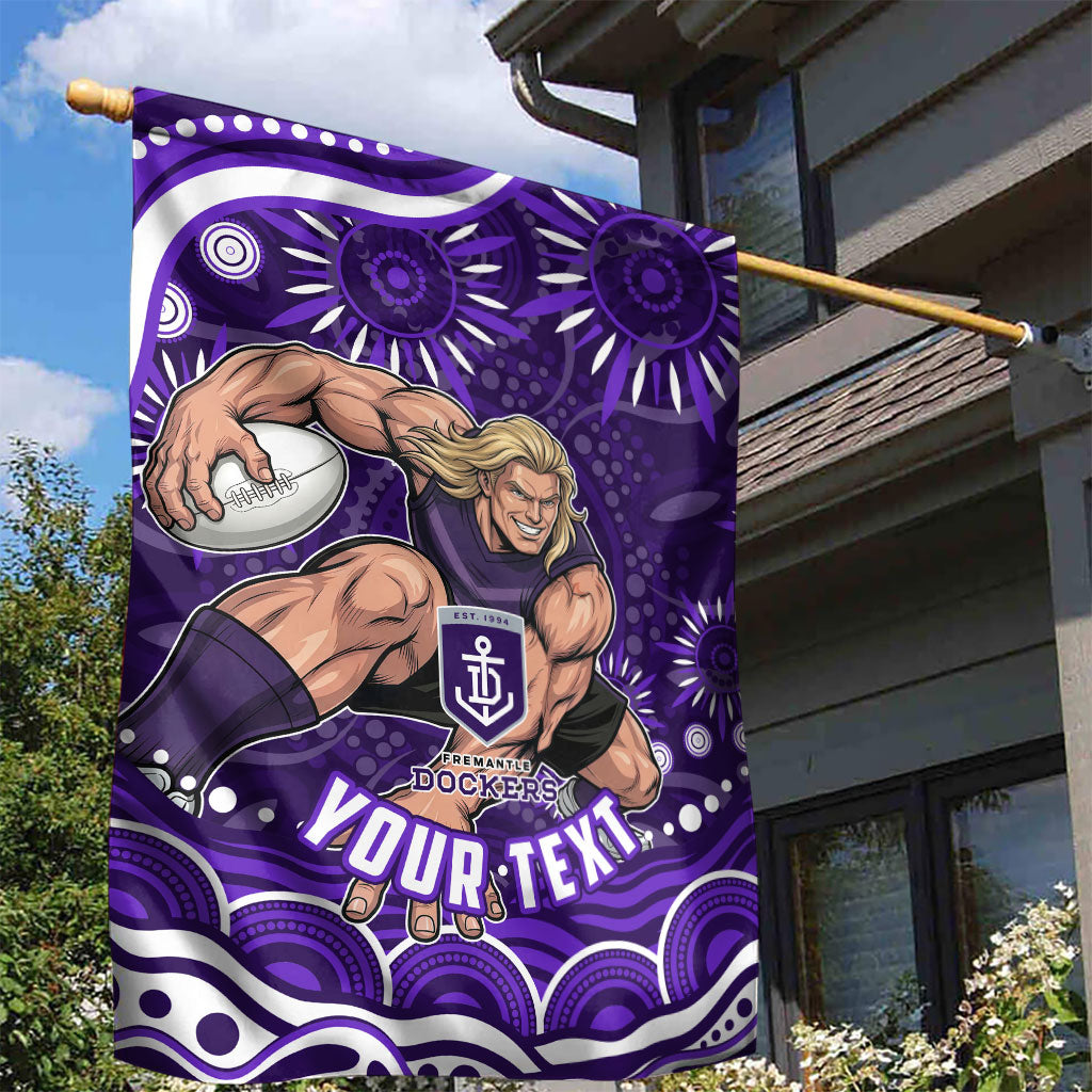 Personalized Fremantle Dockers Rugby Garden Flag Aboriginal Dot Art - Dreamtime Football Mascot