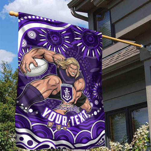 Personalized Fremantle Dockers Rugby Garden Flag Aboriginal Dot Art - Dreamtime Football Mascot