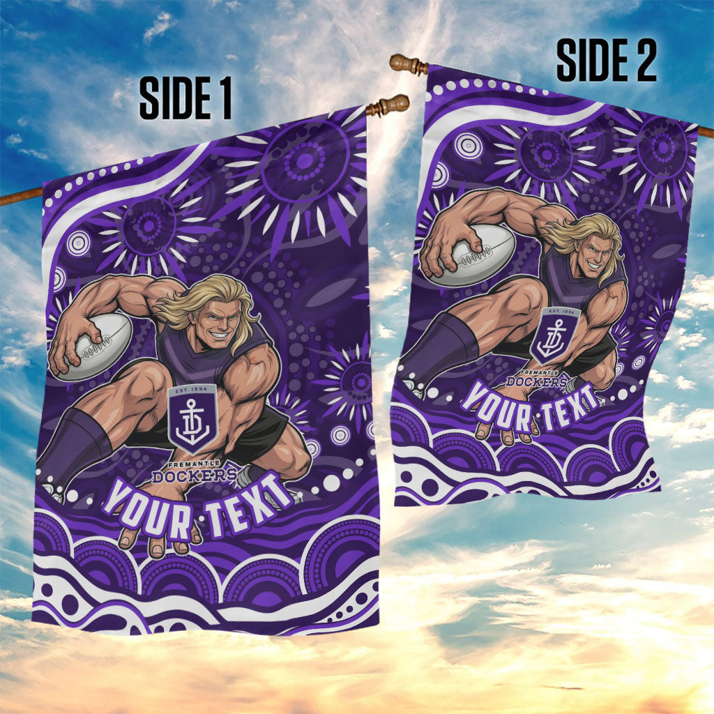 Personalized Fremantle Dockers Rugby Garden Flag Aboriginal Dot Art - Dreamtime Football Mascot