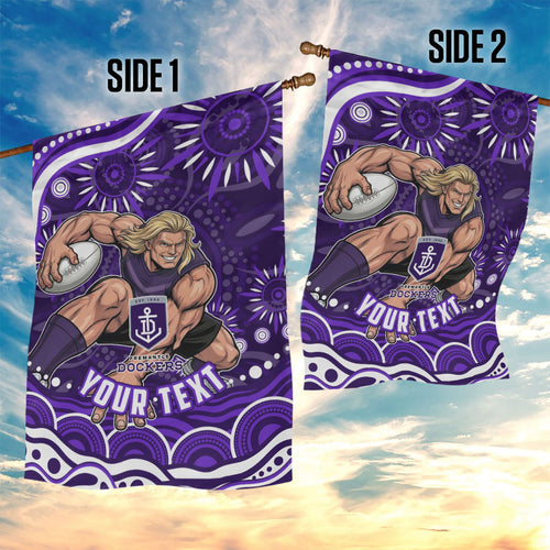 Personalized Fremantle Dockers Rugby Garden Flag Aboriginal Dot Art - Dreamtime Football Mascot